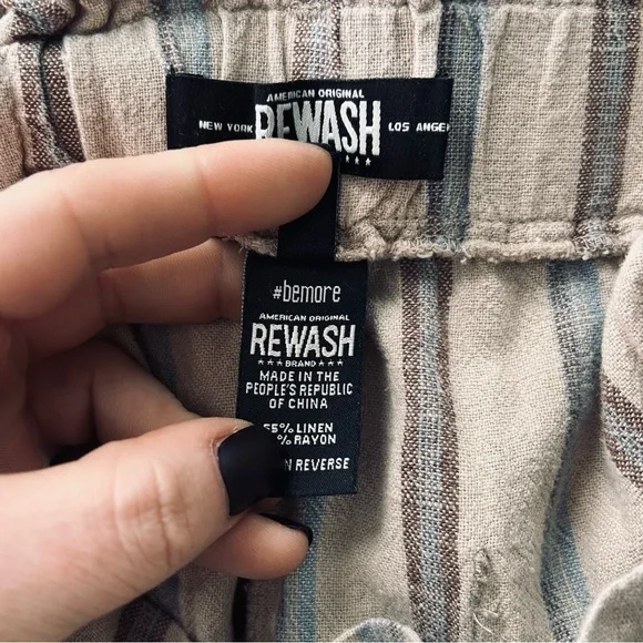 Rewash Linen Blend Paperbag Waist Cropped Pants Medium Boho - Picture 7 of 7